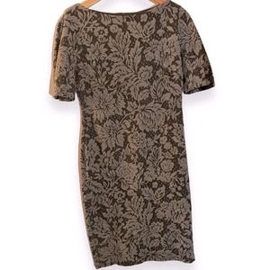 London Times Short Sleeve Dress, Gray Chrysanthemums 10P